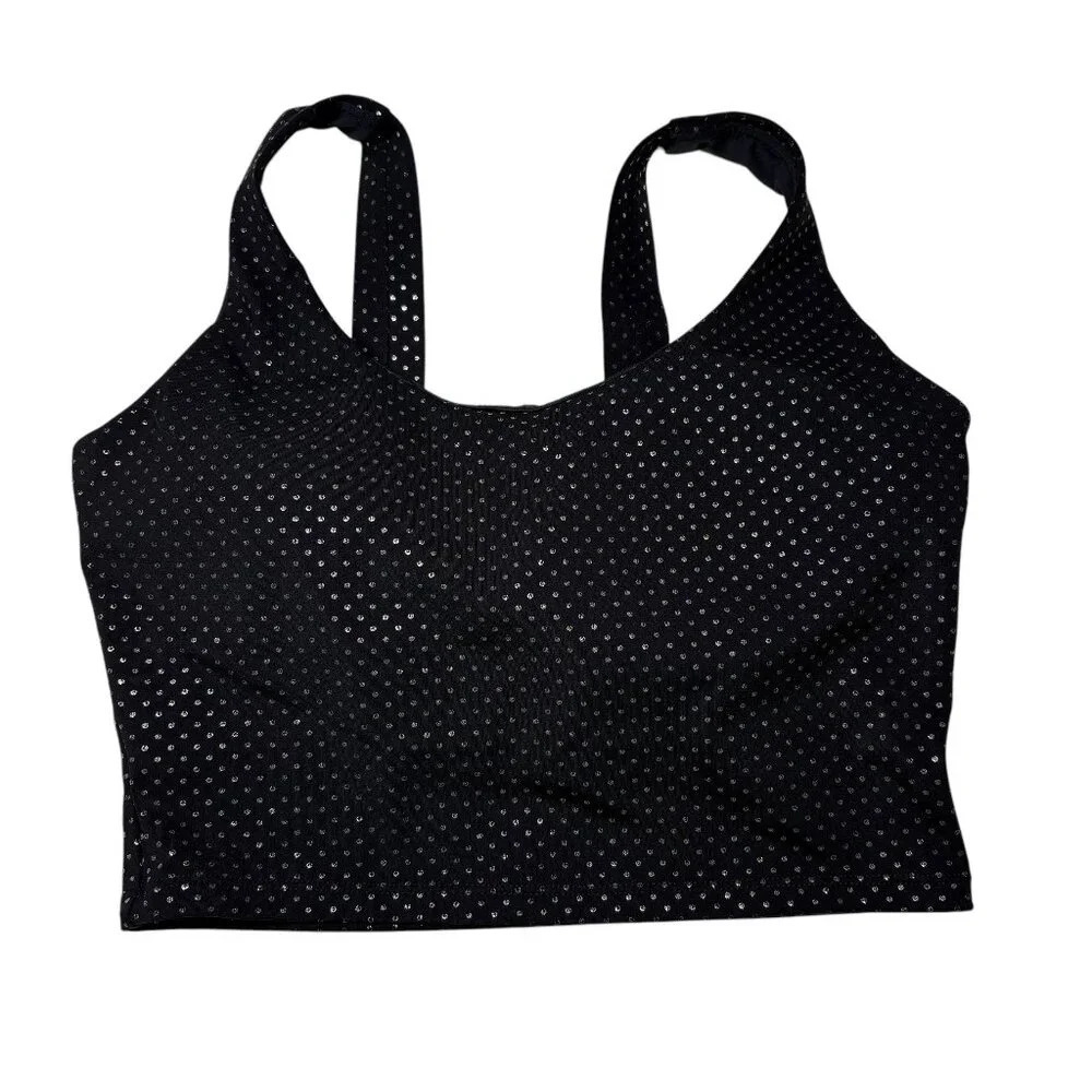 Zyia Active Black & Silver Twist Back Sports Bra Women's Size Small